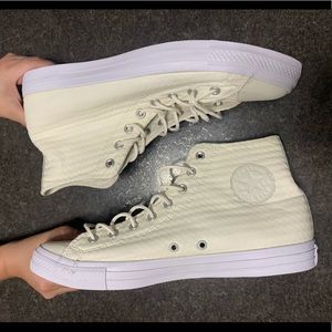 Converse White Vanilla Rubber High Top Texture Embossed